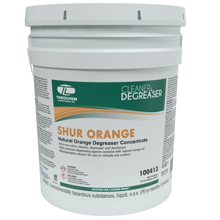 Theochem Natural Orange Degreaser Concentrate, 5 gal Pail, Liquid, Clear 100413-99990-1P